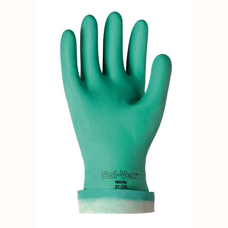 Ansell Solvex 18" 22Mil, Green, Unlined, Nitrile Rubber Glove, Sandpatch Grip, Straight Cuff, Sz 8 37-175-8